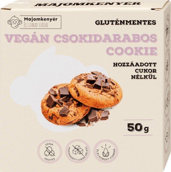 MAJOMKENYÉR GLUTÉNMENTES VEGÁN CSOKIDARABOS COOKIE HOZZÁADOTT CUKOR NÉLKÜL
50 g