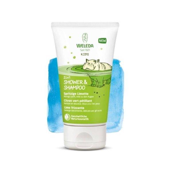 Weleda kids 2in1 pezsdítő lime gyermek tusfürdő és sampon 150 ml