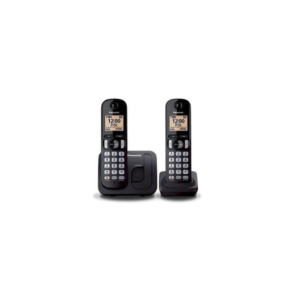 Telefon, vezeték nélküli, telefonpár, PANASONIC "KX-TGC212PDB Duo,
fekete