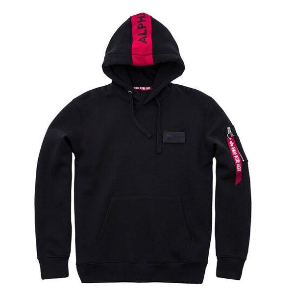 Férfi pulóver Alpha Industries Red Stripe Hoody Black