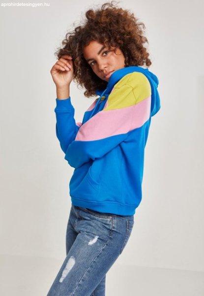 Urban Classics Ladies Oversize 3-Tone Block Hoody brightblue/lemonmustard/c.pink