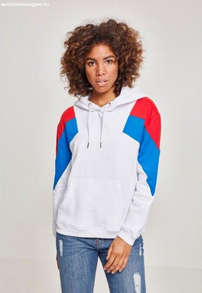 Urban Classics Ladies Oversize 3-Tone Block Hoody wht/firered/brightblue