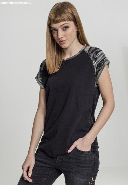 Urban Classics Ladies Contrast Raglan Tee black/darkcamo