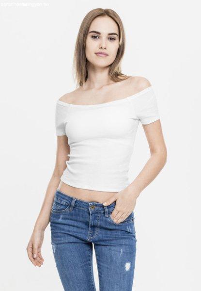 Urban Classics Ladies Off Shoulder Rib Tee white