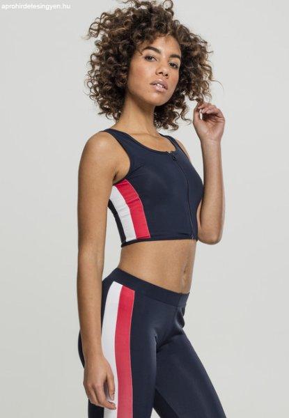 Urban Classics Ladies Side Stripe Cropped Zip Top navy/fire red/white