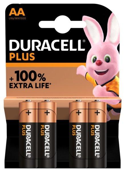 Duracell Plus 100% Extra Life AA MN1500 ceruza (LR6) alkáli elem bl/4