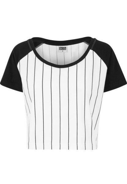 Urban Classics Ladies Cropped Baseball Tee wht/blk