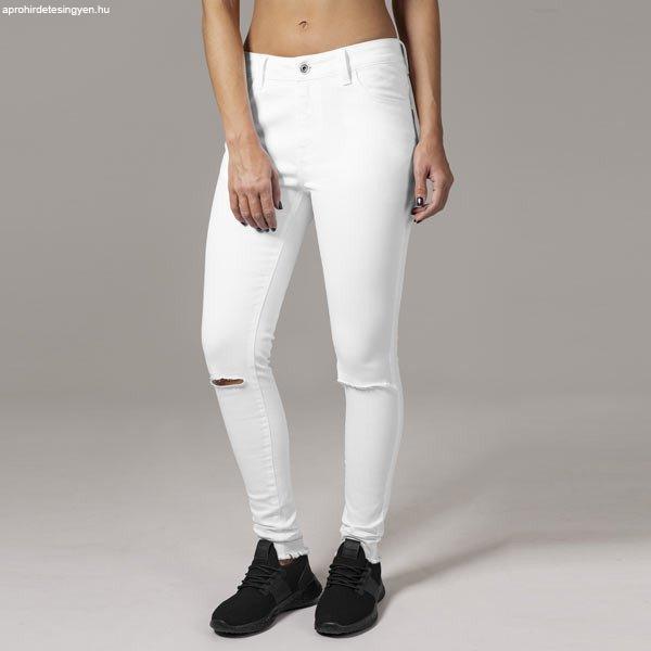 Urban Classics Ladies Cut Knee Pants white