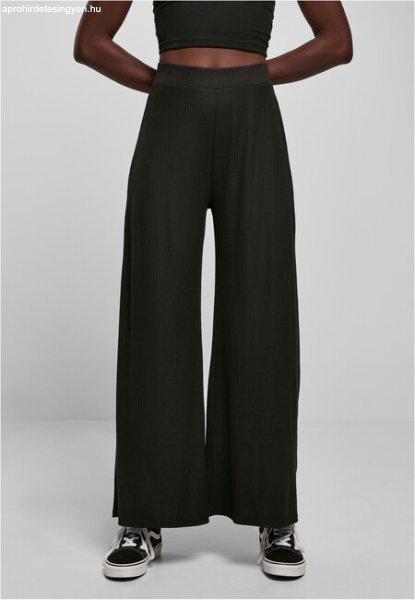 Urban Classics Ladies Rib Jersey Wide Leg Pants black