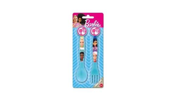 2 db műanyag gyermek evőeszköz Barbie
