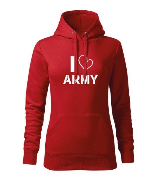 DRAGOWA kapucnis női pulóver I love army, piros 320g / m2