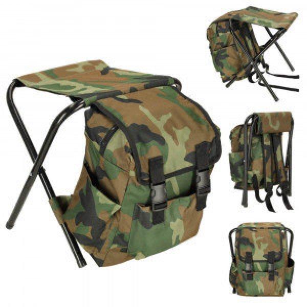 Összecsukható kemping horgász szék és hátizsák -camouflage