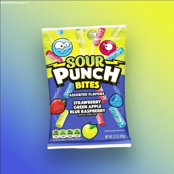 Sour Punch Bites eper, zöldalma és kék málnás savanyú gumicukor 105g