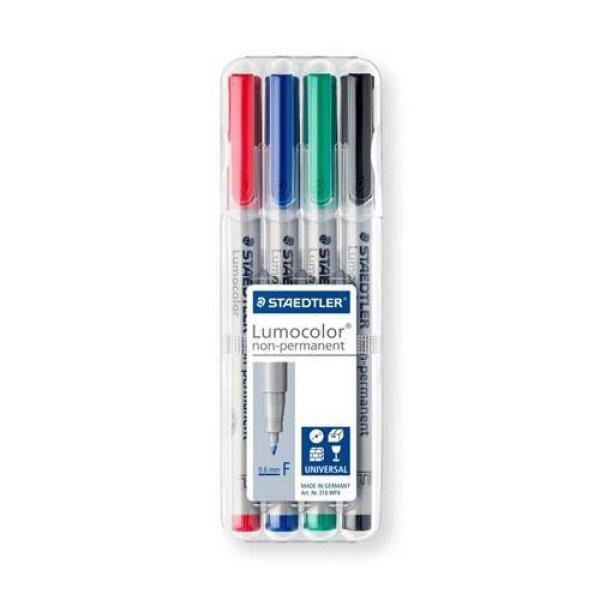 Alkoholmentes marker készlet, OHP, 0,6 mm, STAEDTLER "Lumocolor® 316
F", 4 különböző szín