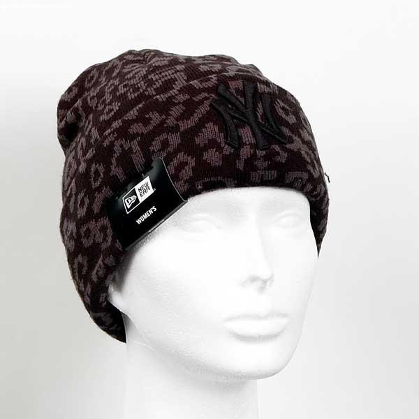 Téli Sapka New Era Womens MLB Leopard Cuff Knit Black