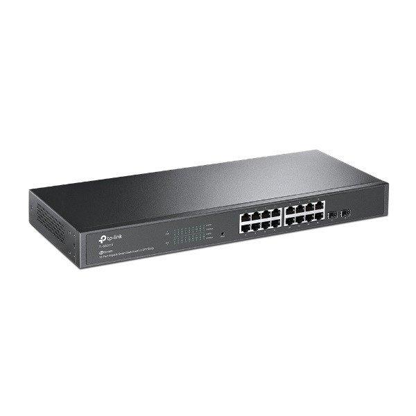 TP-LINK Switch 16x1000Mbps + 2xGigabit SFP, Menedzselhető, SG2218