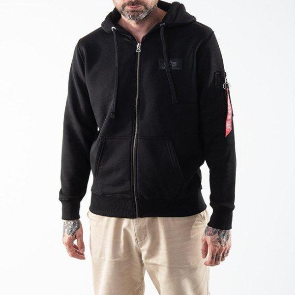 Férfi pulóver Alpha Industries Back Print Zip Hoodie Black