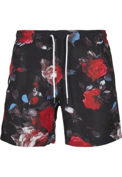 Urban Classics Pattern Swim Shorts black rose aop