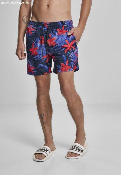 Urban Classics Pattern Swim Shorts blue/red