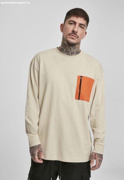 Urban Classics Boxy Big Contrast Pocket LS concrete