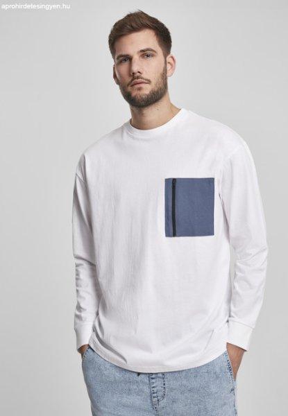 Urban Classics Boxy Big Contrast Pocket LS white