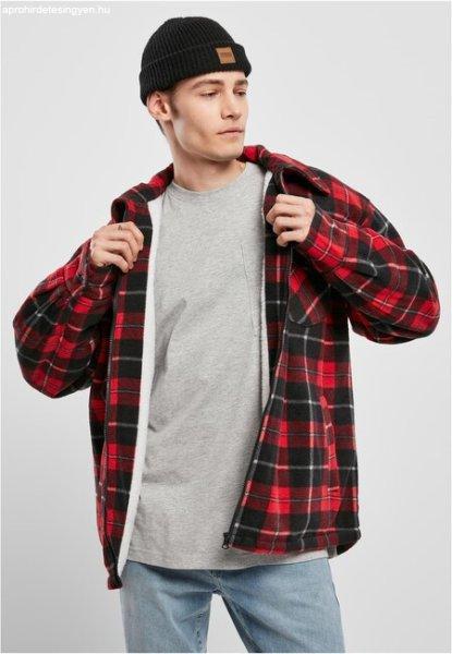 Urban Classics Plaid Teddy Lined Shirt Jacket red/black