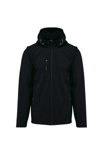 Uniszex levehető ujjú kapucnis softshell dzseki, Kariban KA422, Black-M