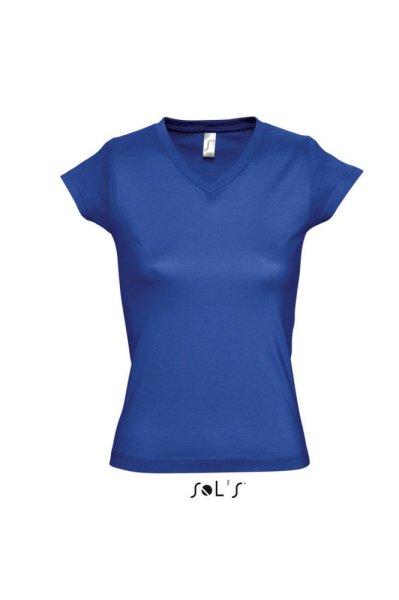 Női MOON V-nyakú rövid ujjú pamut póló, SOL'S SO11388, Royal Blue-XL