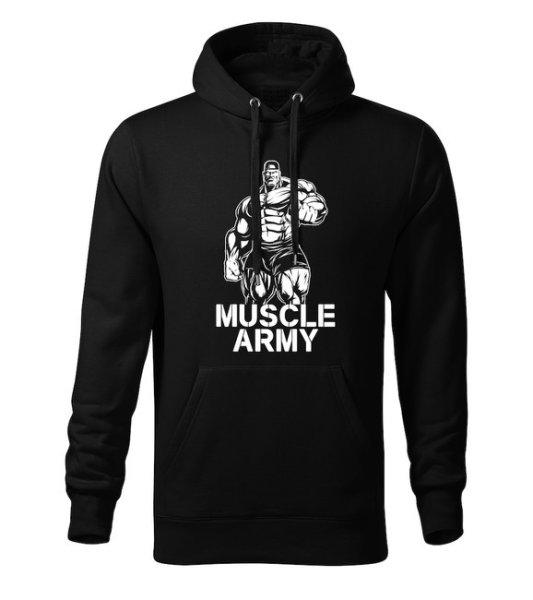 DRAGOWA kapucnis férfi pulóver muscle army man, fekete 320g / m2