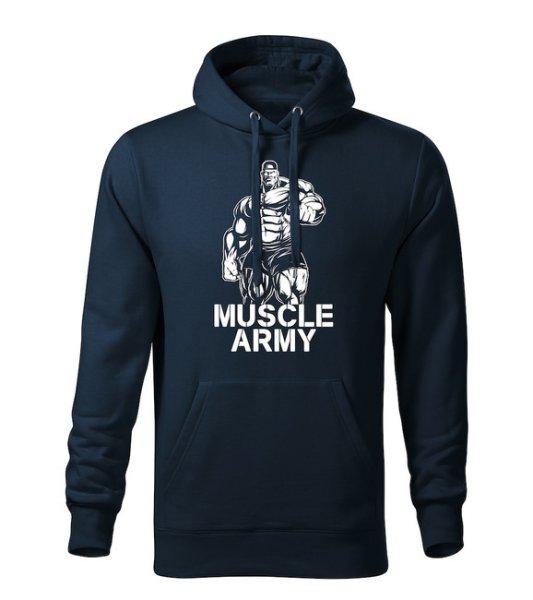 DRAGOWA kapucnis férfi pulóver muscle army man, sötétkék 320g / m2