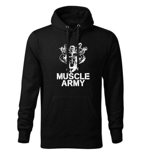 DRAGOWA kapucnis férfi pulóver muscle army team, fekete 320g / m2