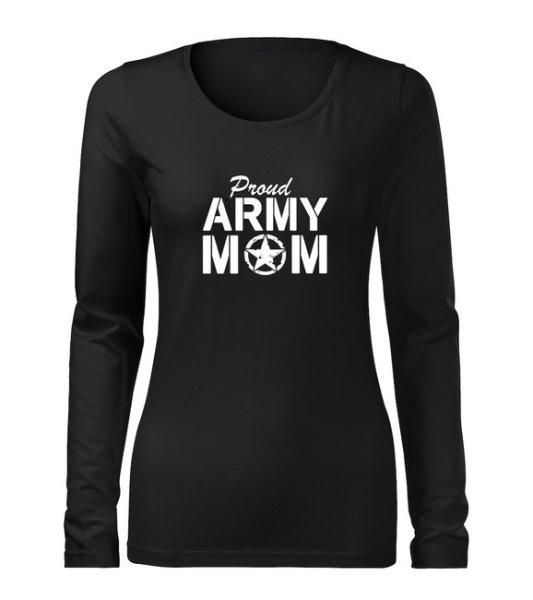 DRAGOWA Slim női hosszú ujjú póló army mom, fekete 160g/m2