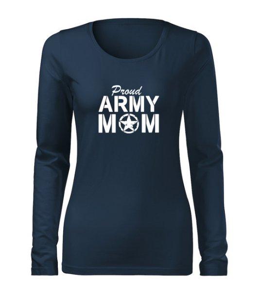 DRAGOWA Slim női hosszú ujjú póló army mom, sötétkék 160g/m2