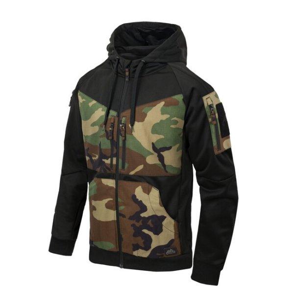 Helikon - Tex ROGUE HOODIE cipzáras pulóver BLACK/US WOODLAND