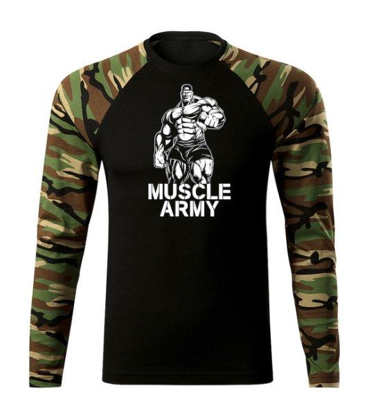 DRAGOWA Fit-T hosszú ujjú póló muscle army man, woodland 160g/m2