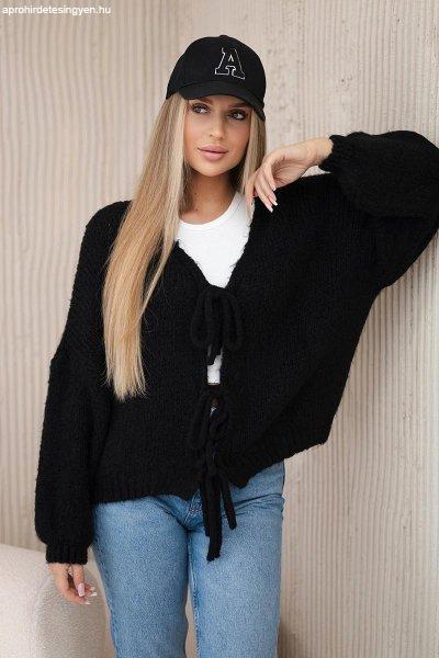 Fűzős pulóver 20808 fekete