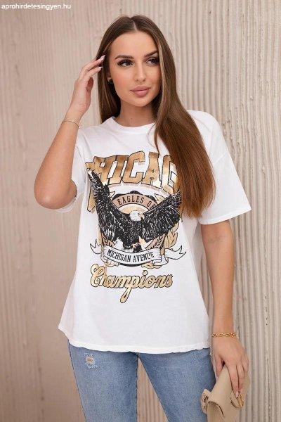 Chicago Eagles pamut póló fehér + aranysárga