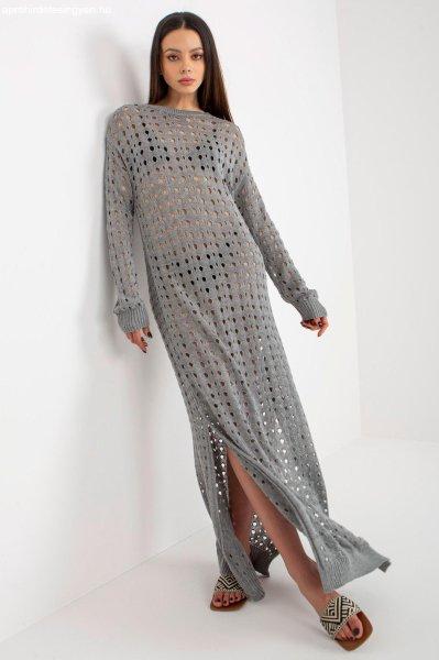Hosszú pulóver ruha perforált mintával 1033 szürke modell