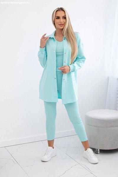 3 részes pulóver + felső + leggings szett 9452 mentol modell