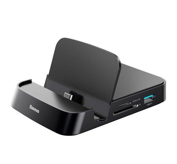 BASEUS média adapter/kijelződokkoló (3A, 15W, HDMI+3 USB+Type-C aljzat, TF/SD
kártyaolvasó) FEKETE