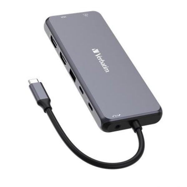 USB elosztó-HUB, USB-C PD/2xHDMI/VGA/LAN/3xUSB/USB-C/2xUSB 2.0/SD/mSD/3,5jack
VERBATIM