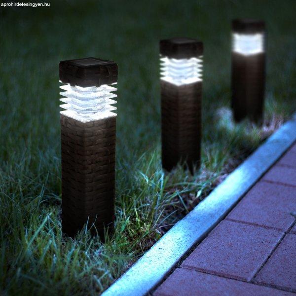 Leszúrható szolár lámpa - rattan hatású design - barna szín - hidegfehér
fény - 7 x 7 x 28 (+12) cm - kerti dekoráció