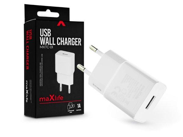 Maxlife USB hálózati töltő adapter - 5W - Maxlife MXTC-01 USB Wall Charger -
fehér