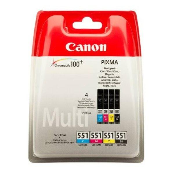 CLI-551KIT Tintapatron multipack Pixma iP7250, MG5450 nyomtatókhoz, CANON,
b+c+m+y, 4*7ml