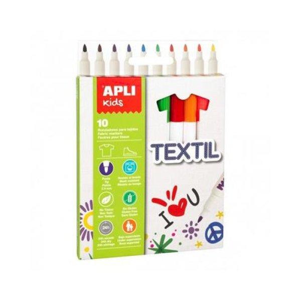 Textilfilc, 2,9 mm, APLI Kids "Markers Textil", 10 különböző szín