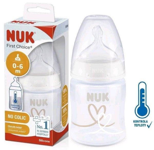 NUK First Choice Temperature Control cumisüveg 150 ml - Fehér szíves