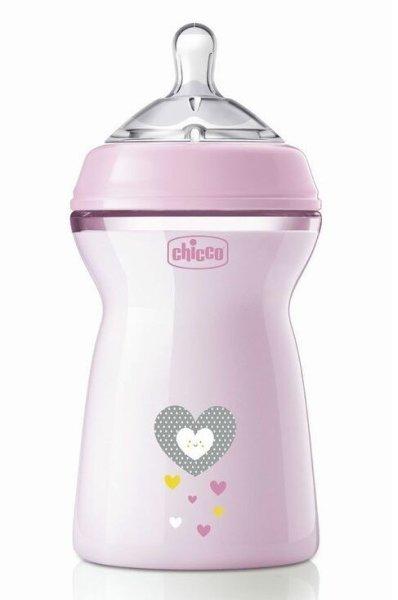 Chicco Natural Feeling cumisüveg 330ml 6hó+ rózsaszín 