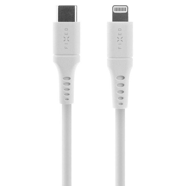 FIXED Liquid silicone adat- és töltőkábel USB-C/Lightning MFI, PD, 2 m,
fehér