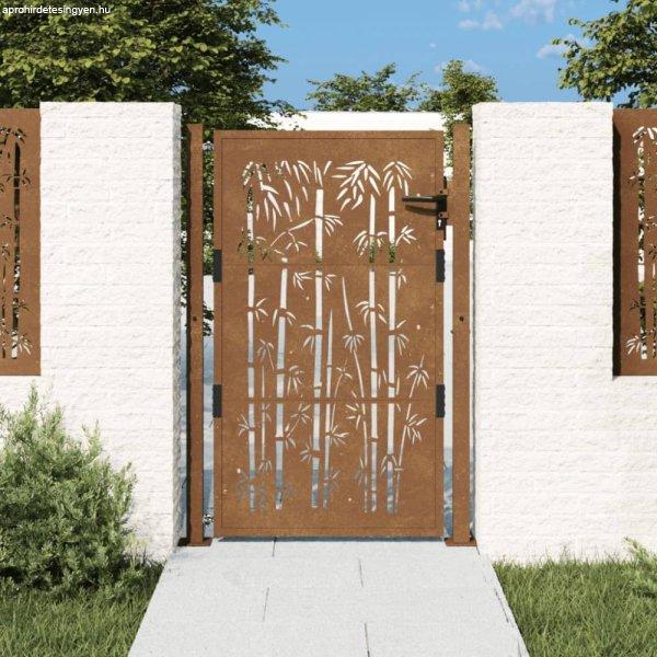 Bambuszmintás corten acél kerti kapu 105 x 130 cm