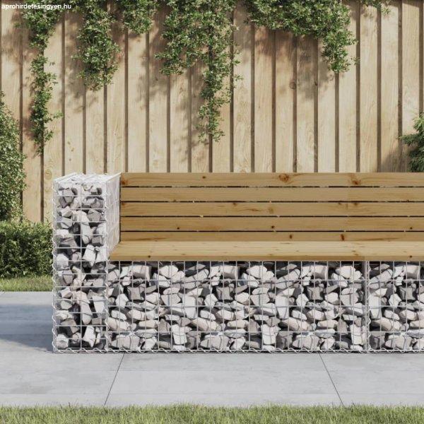 Tömör impregnált fenyőfa gabion kerti pad 122x71x65,5 cm